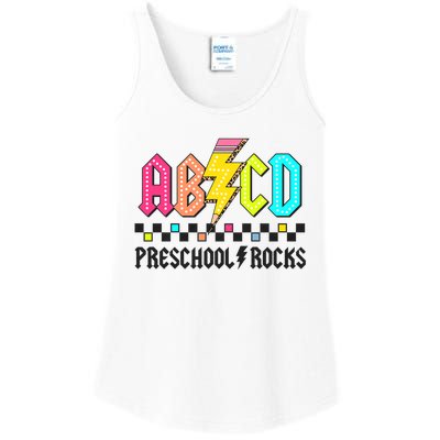 Abcd Preschool Rocks Pencil Lightning Teachers Rock Ladies Essential Tank