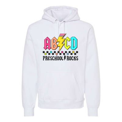 Abcd Preschool Rocks Pencil Lightning Teachers Rock Premium Hoodie