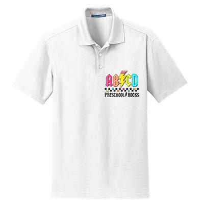 Abcd Preschool Rocks Pencil Lightning Teachers Rock Dry Zone Grid Polo