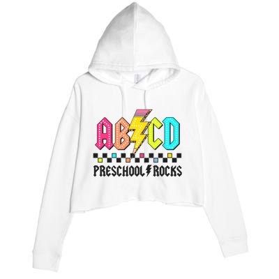 Abcd Preschool Rocks Pencil Lightning Teachers Rock Crop Fleece Hoodie