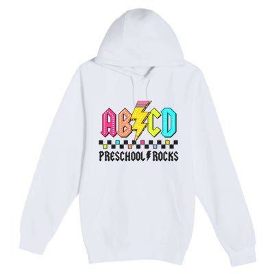 Abcd Preschool Rocks Pencil Lightning Teachers Rock Premium Pullover Hoodie