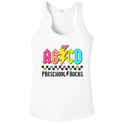 Abcd Preschool Rocks Pencil Lightning Teachers Rock Ladies PosiCharge Competitor Racerback Tank