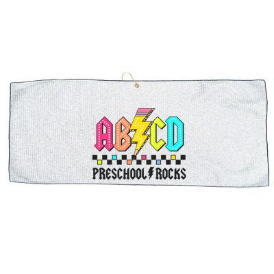 Abcd Preschool Rocks Pencil Lightning Teachers Rock Large Microfiber Waffle Golf Towel