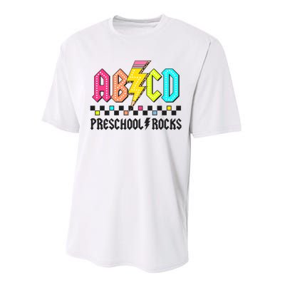 Abcd Preschool Rocks Pencil Lightning Teachers Rock Performance Sprint T-Shirt