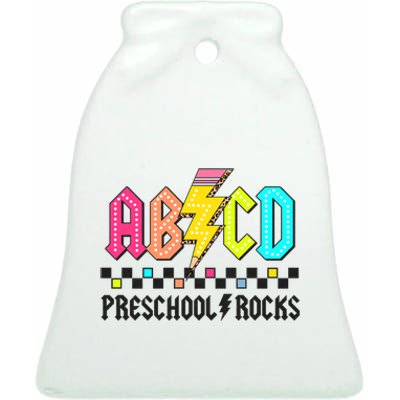 Abcd Preschool Rocks Pencil Lightning Teachers Rock Ceramic Bell Ornament