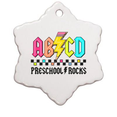 Abcd Preschool Rocks Pencil Lightning Teachers Rock Ceramic Star Ornament