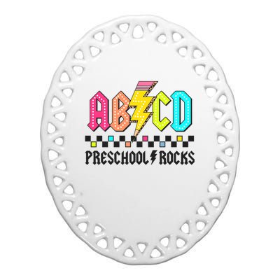 Abcd Preschool Rocks Pencil Lightning Teachers Rock Ceramic Oval Ornament