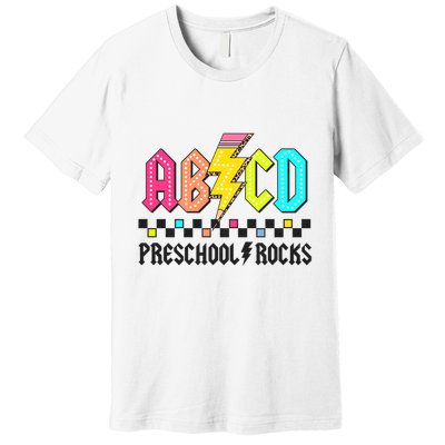 Abcd Preschool Rocks Pencil Lightning Teachers Rock Premium T-Shirt