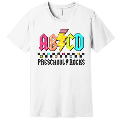 Abcd Preschool Rocks Pencil Lightning Teachers Rock Premium T-Shirt