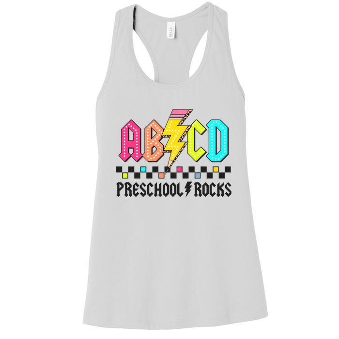 Abcd Preschool Rocks Pencil Lightning Teachers Rock Women's Racerback Tank