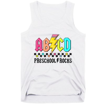 Abcd Preschool Rocks Pencil Lightning Teachers Rock Tank Top