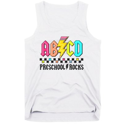 Abcd Preschool Rocks Pencil Lightning Teachers Rock Tank Top