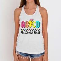 Abcd Preschool Rocks Pencil Lightning Teachers Rock Women's Knotted Racerback Tank