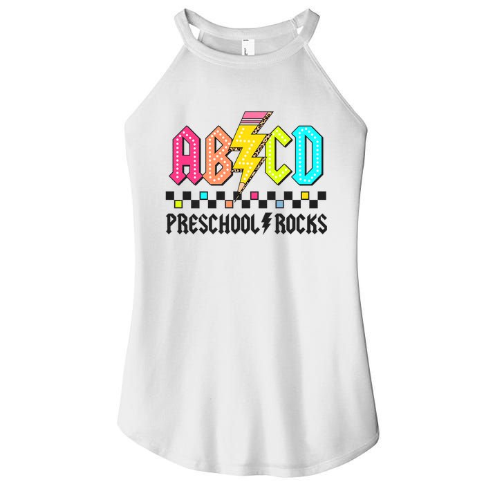 Abcd Preschool Rocks Pencil Lightning Teachers Rock Women's Perfect Tri Rocker Tank