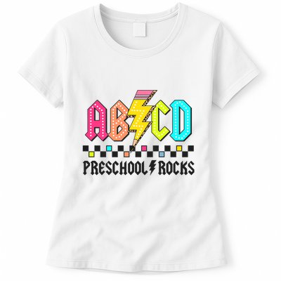 Abcd Preschool Rocks Pencil Lightning Teachers Rock Womens T-Shirt