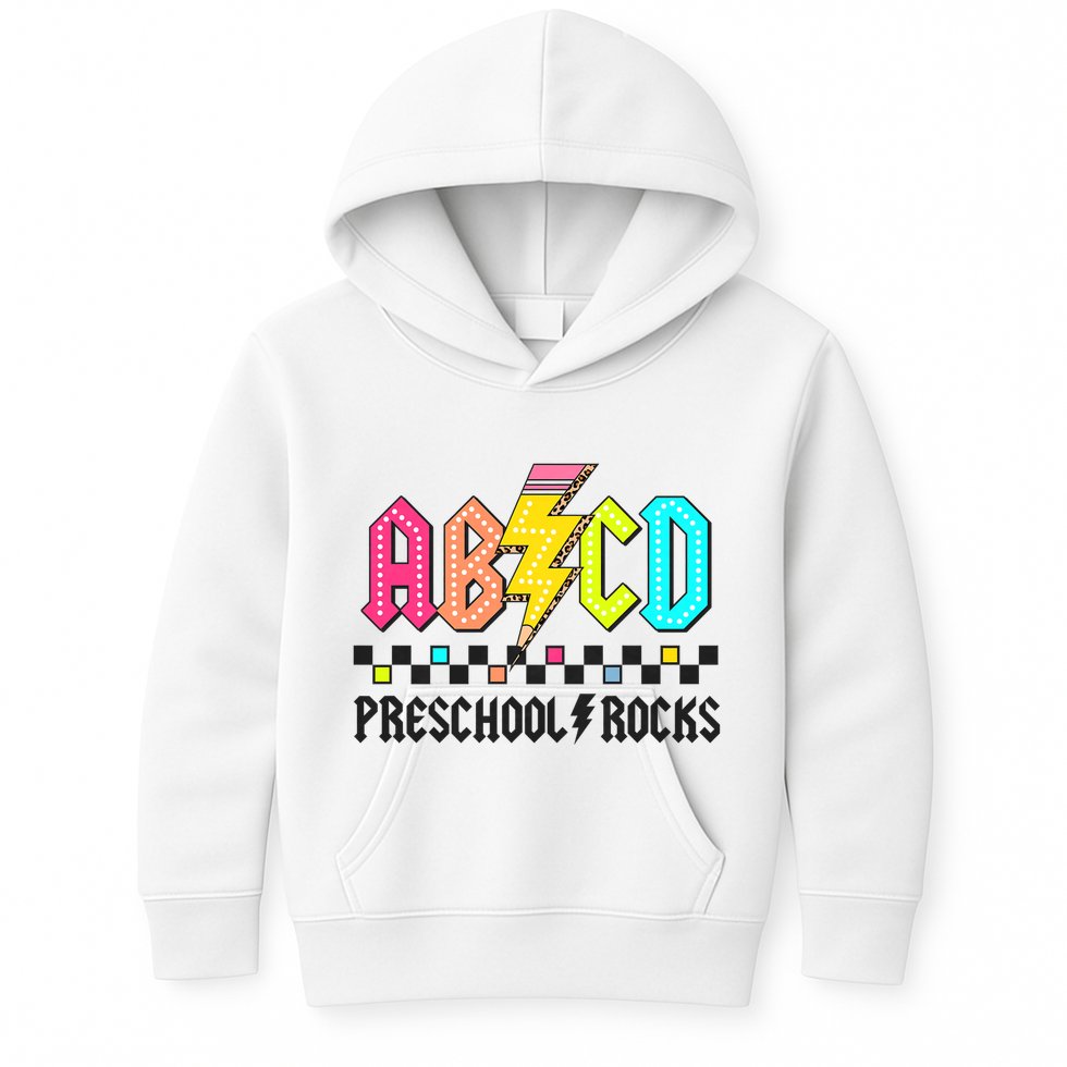 Abcd Preschool Rocks Pencil Lightning Teachers Rock Kids Hoodie