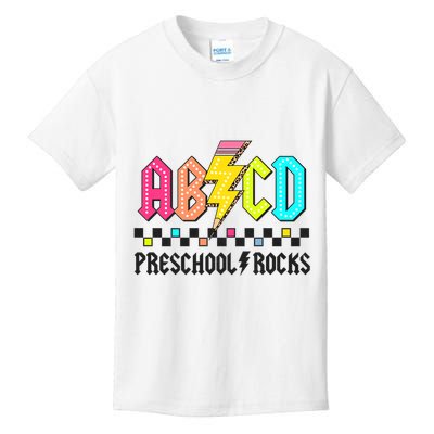 Abcd Preschool Rocks Pencil Lightning Teachers Rock Kids T-Shirt