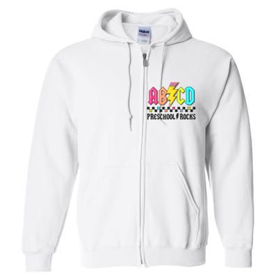 Abcd Preschool Rocks Pencil Lightning Teachers Rock Full Zip Hoodie