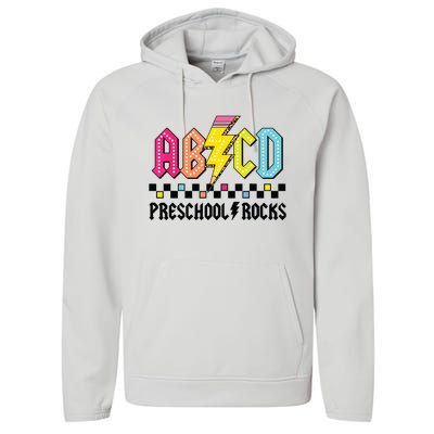 Abcd Preschool Rocks Pencil Lightning Teachers Rock Boy Performance Fleece Hoodie