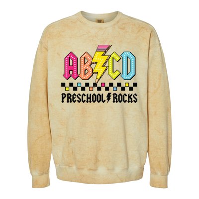 Abcd Preschool Rocks Pencil Lightning Teachers Rock Boy Colorblast Crewneck Sweatshirt