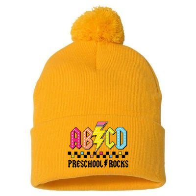 Abcd Preschool Rocks Pencil Lightning Teachers Rock Boy Pom Pom 12in Knit Beanie