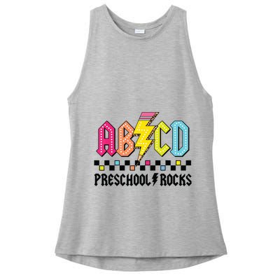 Abcd Preschool Rocks Pencil Lightning Teachers Rock Boy Ladies PosiCharge Tri-Blend Wicking Tank