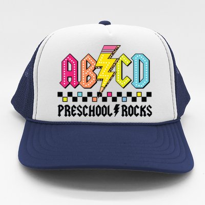 Abcd Preschool Rocks Pencil Lightning Teachers Rock Boy Trucker Hat