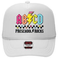 Abcd Preschool Rocks Pencil Lightning Teachers Rock Boy High Crown Mesh Back Trucker Hat