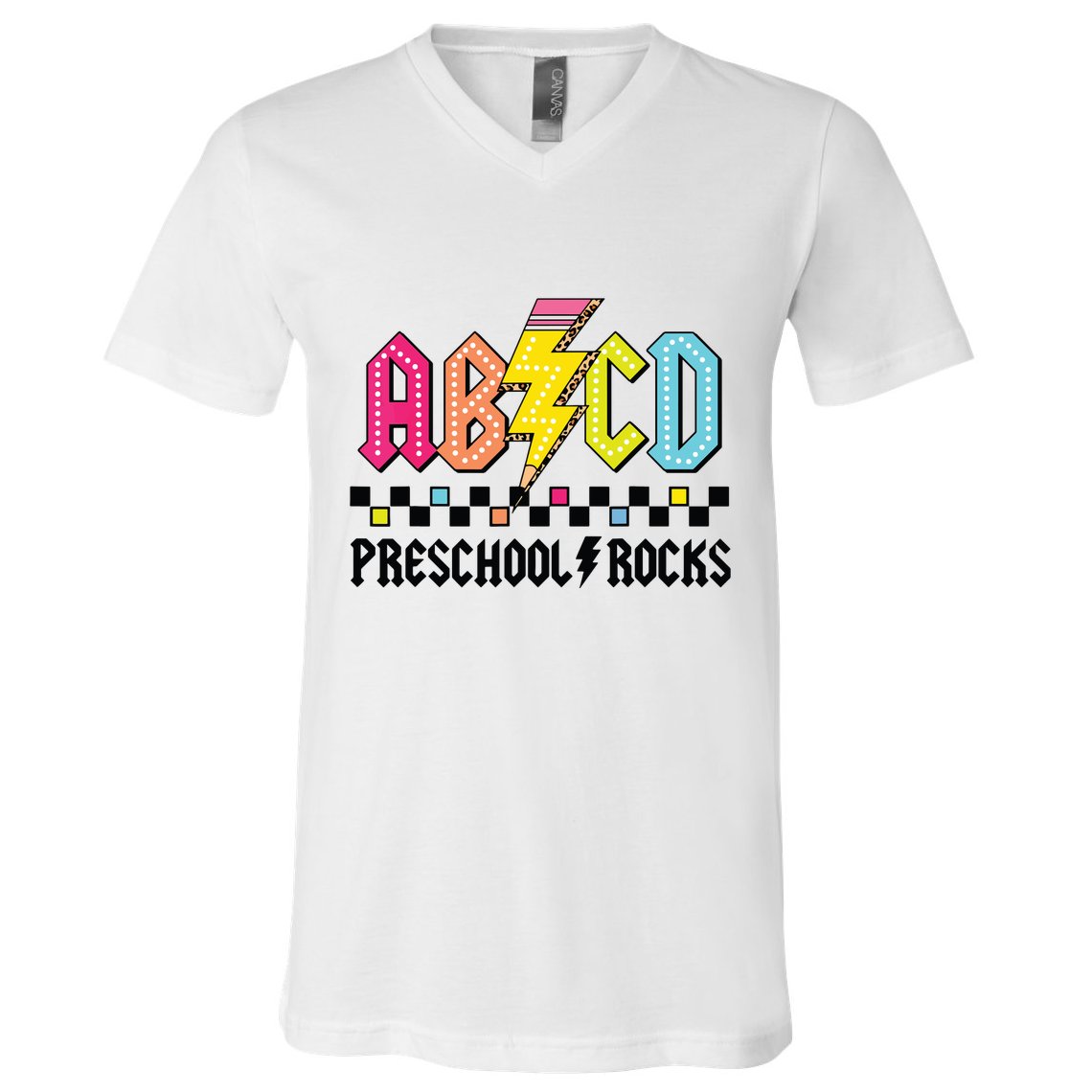 Abcd Preschool Rocks Pencil Lightning Teachers Rock Boy V-Neck T-Shirt