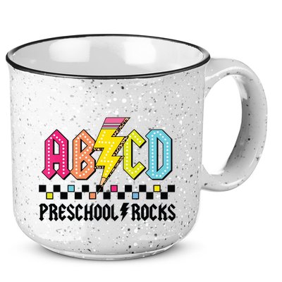 Abcd Preschool Rocks Pencil Lightning Teachers Rock Boy 15oz Campfire Ceramic Mug