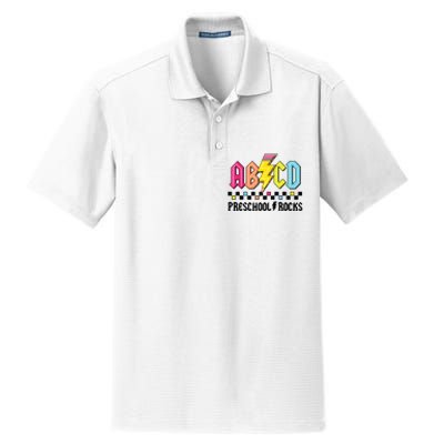 Abcd Preschool Rocks Pencil Lightning Teachers Rock Boy Dry Zone Grid Polo