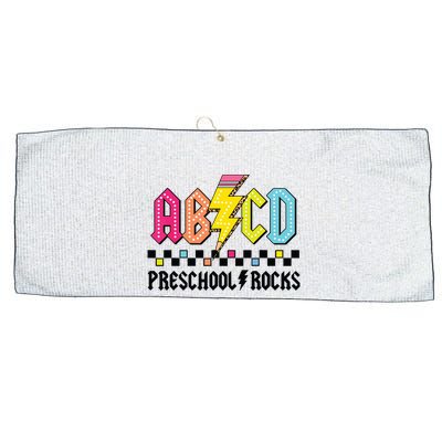 Abcd Preschool Rocks Pencil Lightning Teachers Rock Boy Large Microfiber Waffle Golf Towel