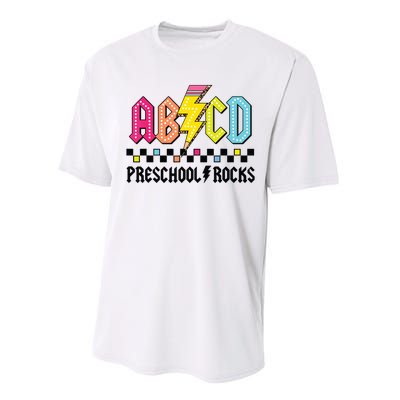 Abcd Preschool Rocks Pencil Lightning Teachers Rock Boy Performance Sprint T-Shirt