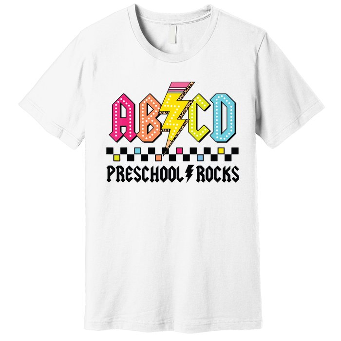 Abcd Preschool Rocks Pencil Lightning Teachers Rock Boy Premium T-Shirt