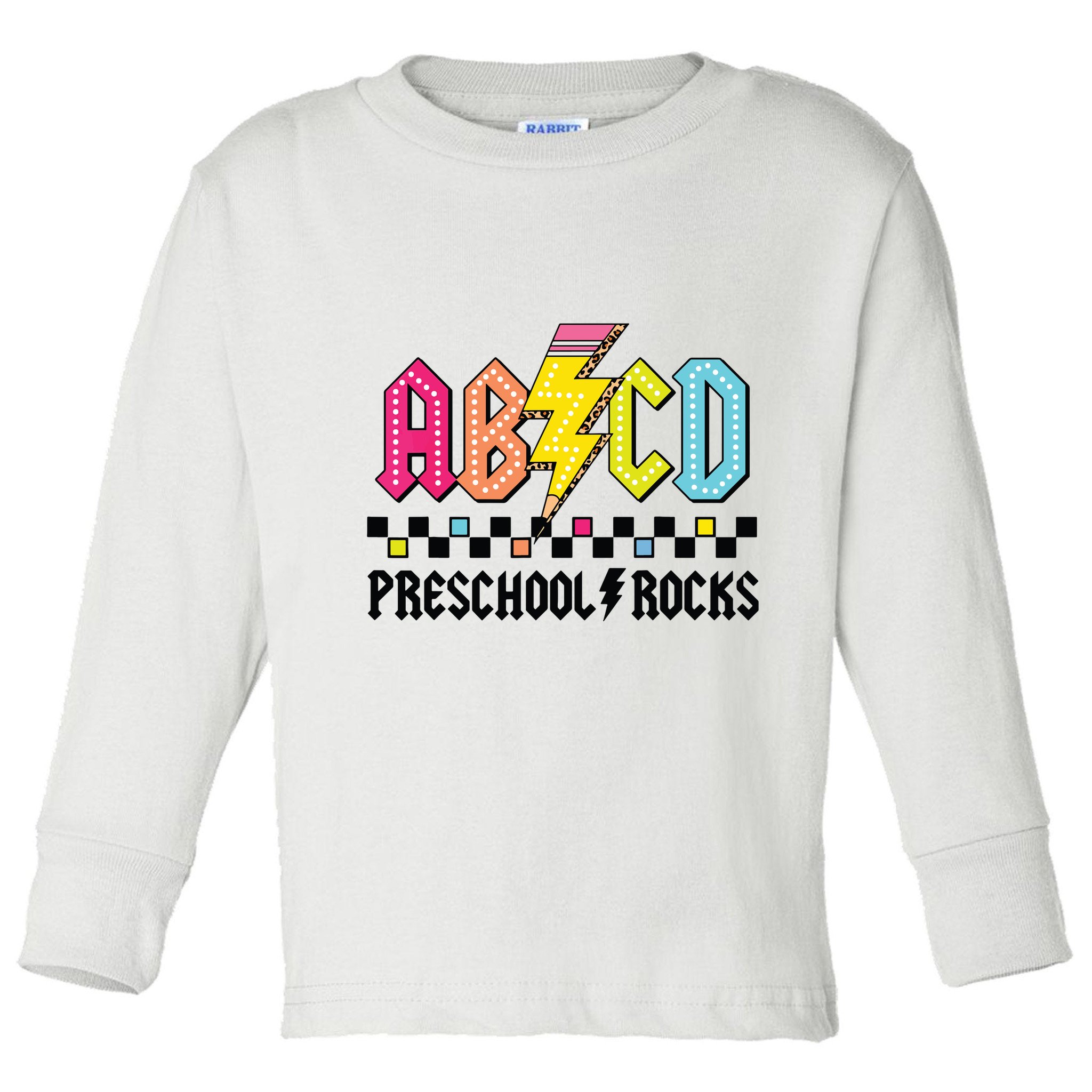 Abcd Preschool Rocks Pencil Lightning Teachers Rock Boy Toddler Long Sleeve Shirt