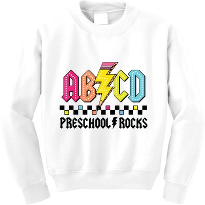 Abcd Preschool Rocks Pencil Lightning Teachers Rock Boy Kids Sweatshirt