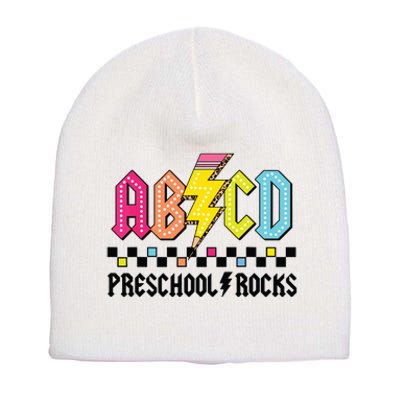 Abcd Preschool Rocks Pencil Lightning Teachers Rock Boy Short Acrylic Beanie