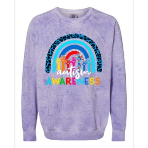 Autistic Puzzle Rainbow Ribbons Acceptance Autism Awareness Gift Colorblast Crewneck Sweatshirt