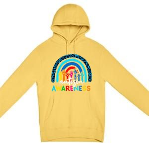 Autistic Puzzle Rainbow Ribbons Acceptance Autism Awareness Gift Premium Pullover Hoodie