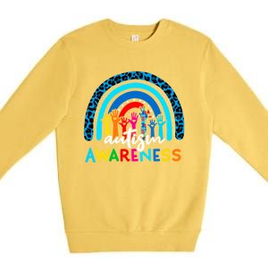 Autistic Puzzle Rainbow Ribbons Acceptance Autism Awareness Gift Premium Crewneck Sweatshirt