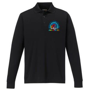 Autistic Puzzle Rainbow Ribbons Acceptance Autism Awareness Gift Performance Long Sleeve Polo