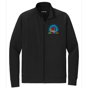 Autistic Puzzle Rainbow Ribbons Acceptance Autism Awareness Gift Stretch Full-Zip Cadet Jacket