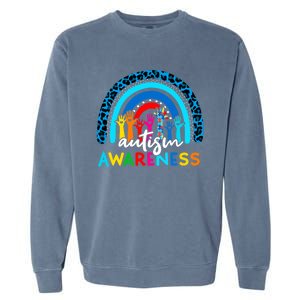 Autistic Puzzle Rainbow Ribbons Acceptance Autism Awareness Gift Garment-Dyed Sweatshirt