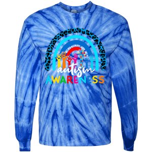 Autistic Puzzle Rainbow Ribbons Acceptance Autism Awareness Gift Tie-Dye Long Sleeve Shirt