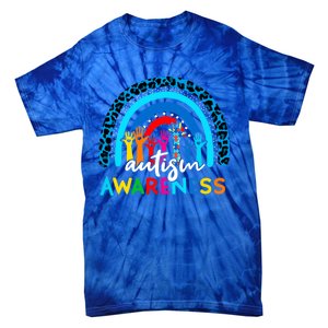 Autistic Puzzle Rainbow Ribbons Acceptance Autism Awareness Gift Tie-Dye T-Shirt