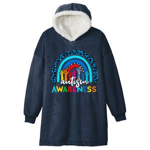 Autistic Puzzle Rainbow Ribbons Acceptance Autism Awareness Gift Hooded Wearable Blanket