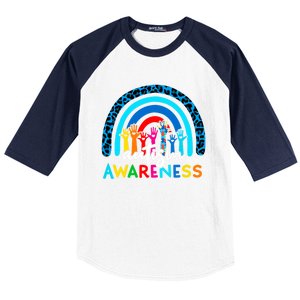 Autistic Puzzle Rainbow Ribbons Acceptance Autism Awareness Gift Baseball Sleeve Shirt