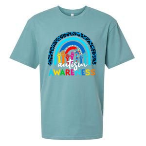 Autistic Puzzle Rainbow Ribbons Acceptance Autism Awareness Gift Sueded Cloud Jersey T-Shirt