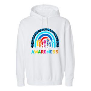 Autistic Puzzle Rainbow Ribbons Acceptance Autism Awareness Gift Garment-Dyed Fleece Hoodie