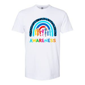 Autistic Puzzle Rainbow Ribbons Acceptance Autism Awareness Gift Softstyle CVC T-Shirt